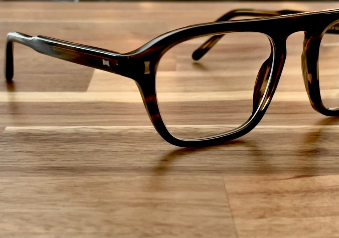 Handcrafted tortoise acetate eyeglasses frame close-up